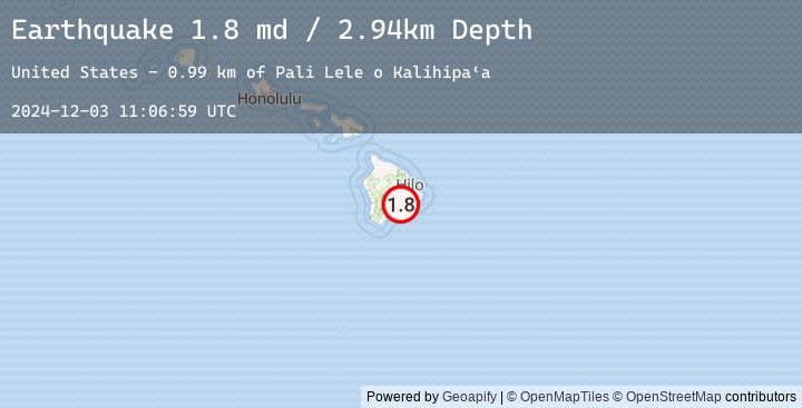 Map of 11 km S of Volcano, Hawaii