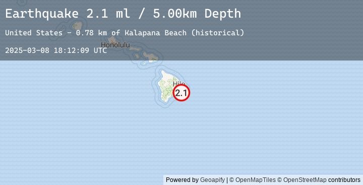 Map of 14 km SSW of Leilani Estates, Hawaii