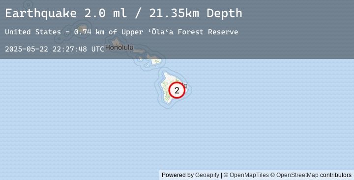 Map of 8 km NNW of Volcano, Hawaii