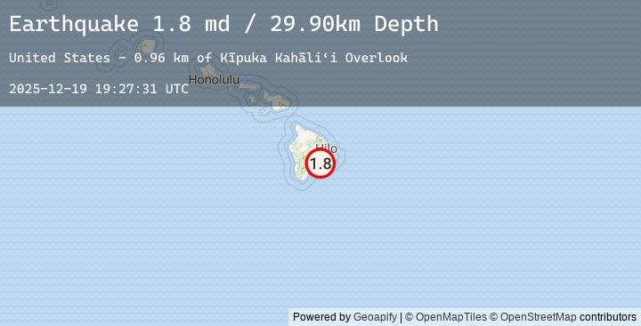 Map of 9 km S of Volcano, Hawaii