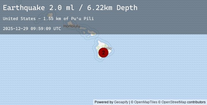 Map of 20 km WSW of Volcano, Hawaii