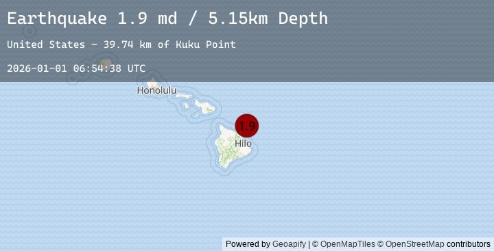 Map of 40 km NE of Laupāhoehoe, Hawaii