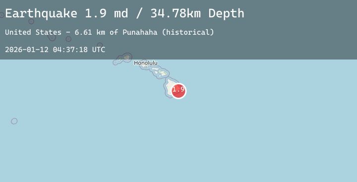 Map of 20 km SSW of Leilani Estates, Hawaii