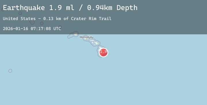 Map of 6 km SSW of Volcano, Hawaii