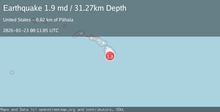 Map of 23 km ESE of Naalehu, Hawaii