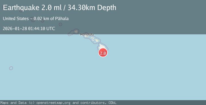 Map of 20 km SSE of Pāhala, Hawaii