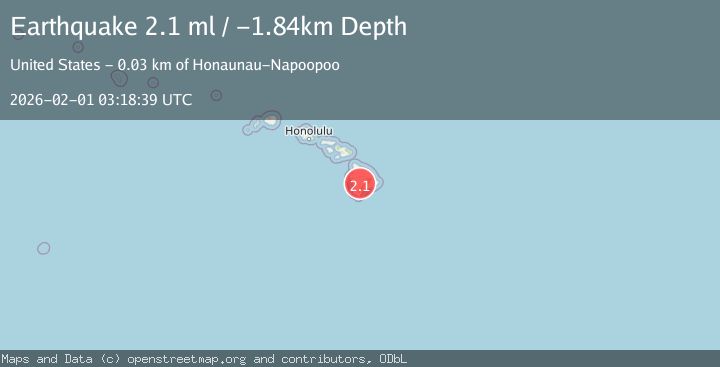 Map of 1 km W of Honaunau-Napoopoo, Hawaii