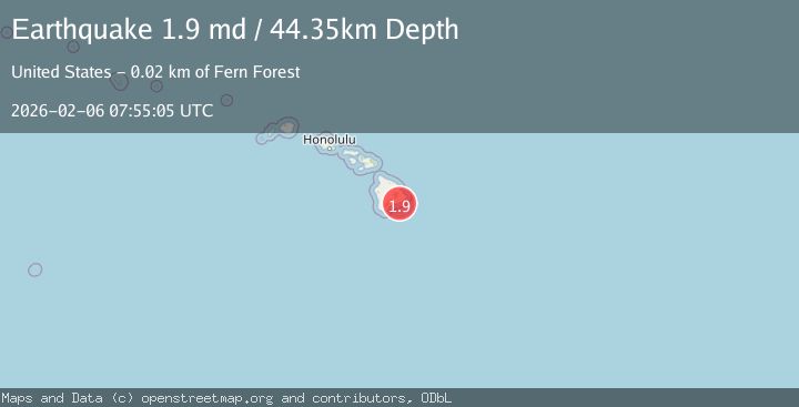 Map of 23 km SSE of Fern Forest, Hawaii