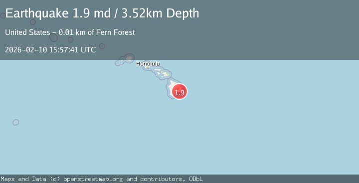 Map of 14 km SSE of Fern Forest, Hawaii