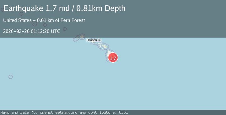Map of 14 km S of Fern Forest, Hawaii