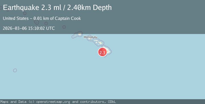 Map of 9 km SW of Captain Cook, Hawaii