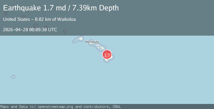 Map of 18 km ESE of Waikoloa, Hawaii