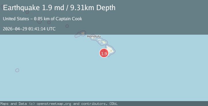 Map of 48 km SW of Captain Cook, Hawaii