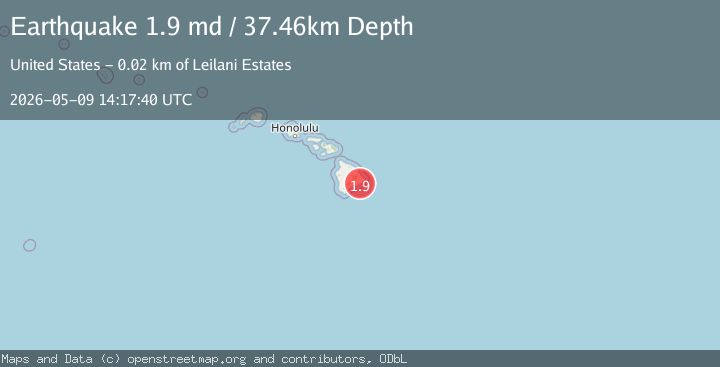 Map of 18 km SSW of Leilani Estates, Hawaii