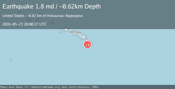 Map of 22 km ENE of Honaunau-Napoopoo, Hawaii