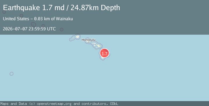 Map of 33 km SW of Laupāhoehoe, Hawaii