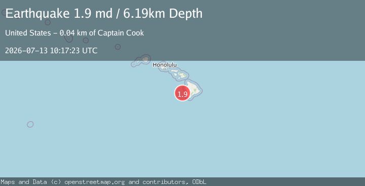 Map of 43 km WSW of Captain Cook, Hawaii