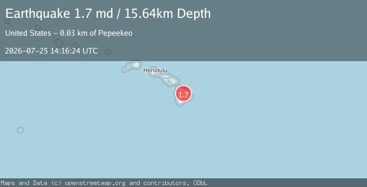 Map of 30 km SSW of Laupāhoehoe, Hawaii
