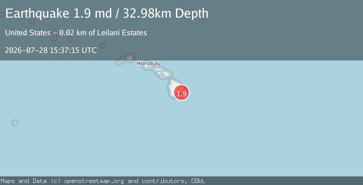 Map of 24 km SSW of Leilani Estates, Hawaii