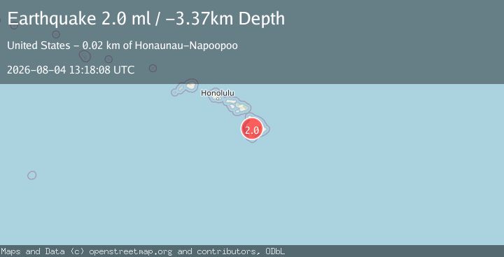 Map of 20 km ENE of Honaunau-Napoopoo, Hawaii