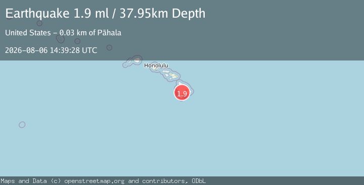 Map of 26 km NNW of Pāhala, Hawaii