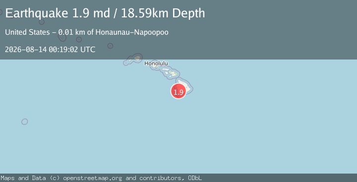 Map of 13 km S of Honaunau-Napoopoo, Hawaii