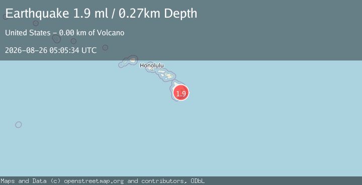 Map of 4 km WSW of Volcano, Hawaii