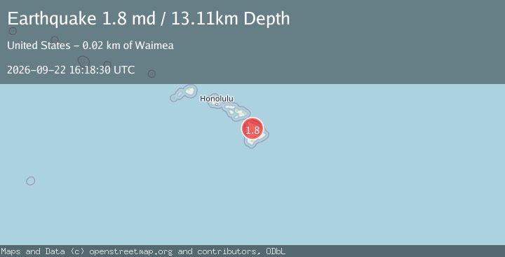 Map of 21 km SSE of Waimea, Hawaii