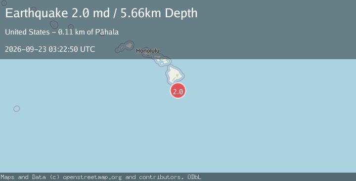 Map of 98 km SSE of Naalehu, Hawaii