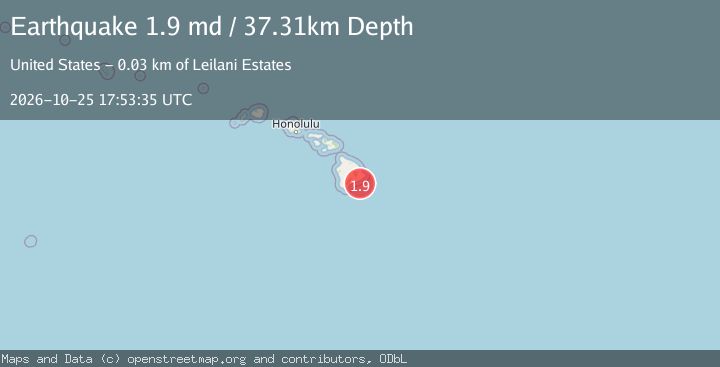 Map of 33 km SSW of Leilani Estates, Hawaii