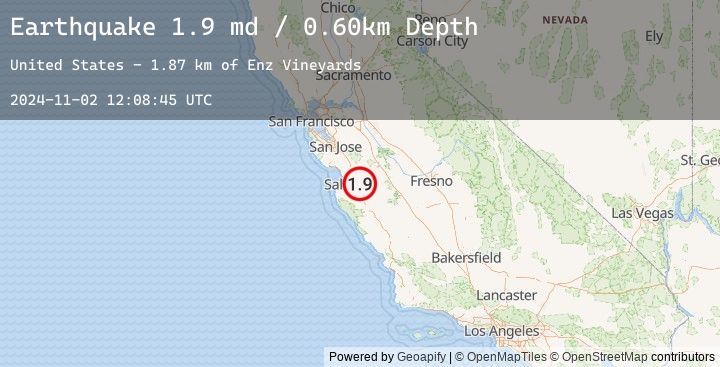 Map of 12 km SSW of Tres Pinos, CA