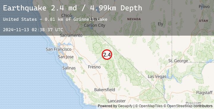 Map of 18 km WSW of Toms Place, CA