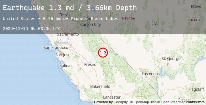 Map of 15 km WSW of Toms Place, CA