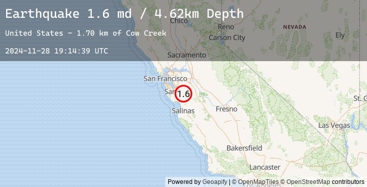 Map of 15 km NNE of Morgan Hill, CA