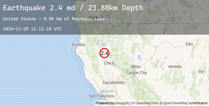 Map of 15 km NNE of Red Bluff, CA