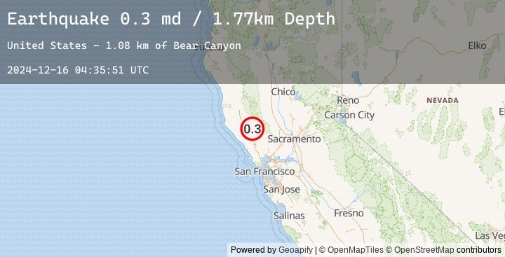 Map of 7 km WNW of Cobb, CA