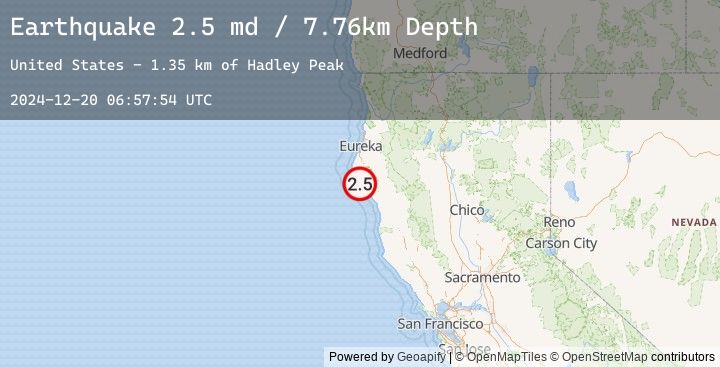 Map of 18 km NNW of Shelter Cove, CA