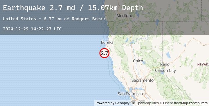 Map of 18 km SW of Petrolia, CA