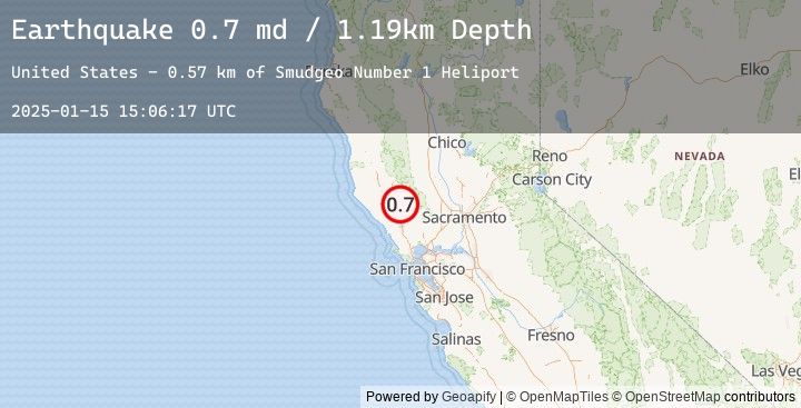 Map of 0 km NNE of The Geysers, CA