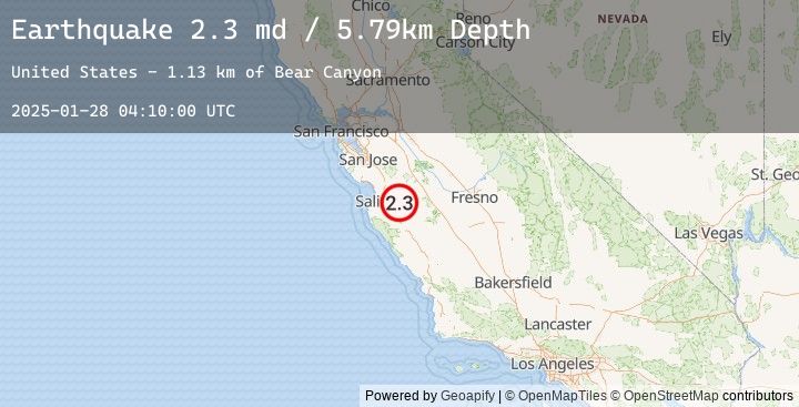 Map of 16 km NNW of Pinnacles, CA