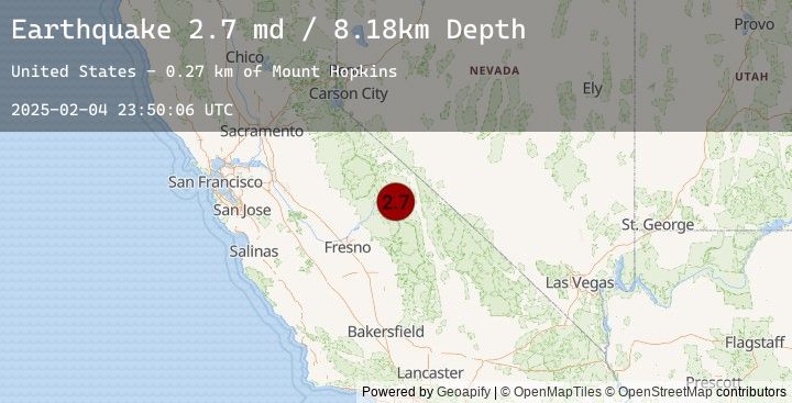 Map of 16 km WSW of Toms Place, CA