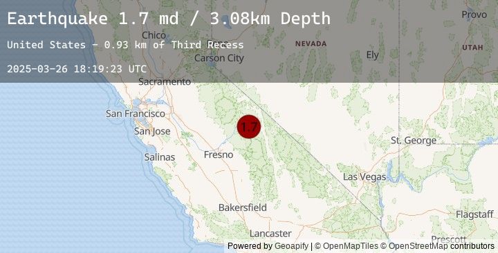 Map of 18 km SW of Toms Place, CA