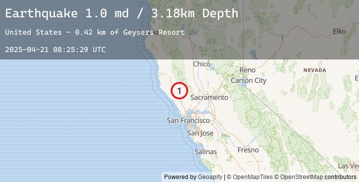 Map of 5 km NW of The Geysers, CA