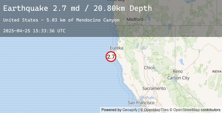 Map of 24 km WNW of Petrolia, CA