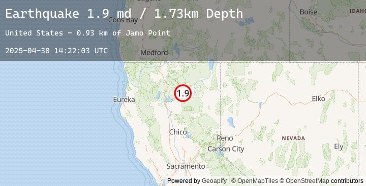 Map of 15 km NNE of Burney, CA