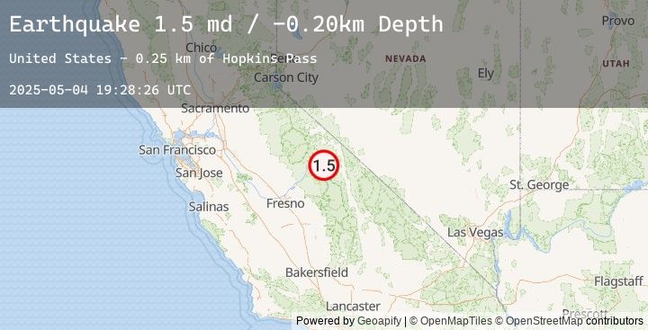 Map of 17 km WSW of Toms Place, CA