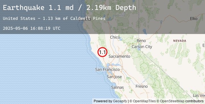 Map of 7 km WNW of Cobb, CA