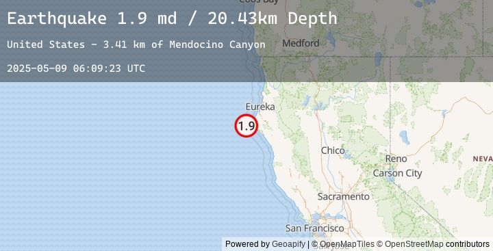 Map of 28 km WNW of Petrolia, CA