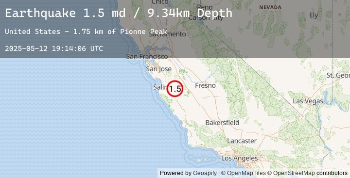 Map of 8 km N of Pinnacles, CA