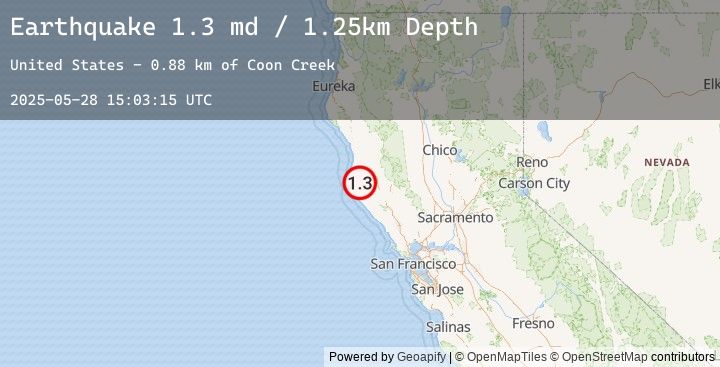 Map of 16 km ESE of Navarro Head, CA